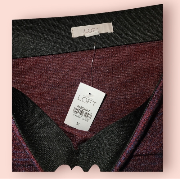 LOFT Burgundy Plum Marled Sweater Pencil Skirt Stretch Knit Workwear Size M BNWT - Picture 3 of 3